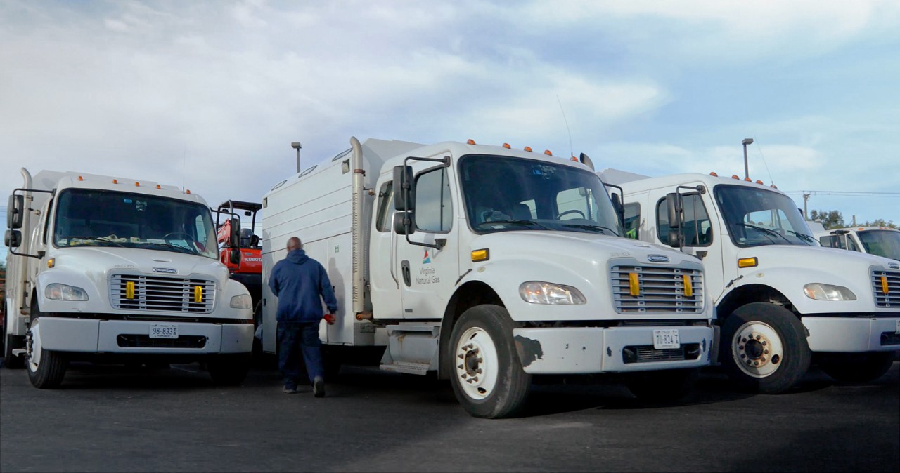 Three (3) Southern Company trucks