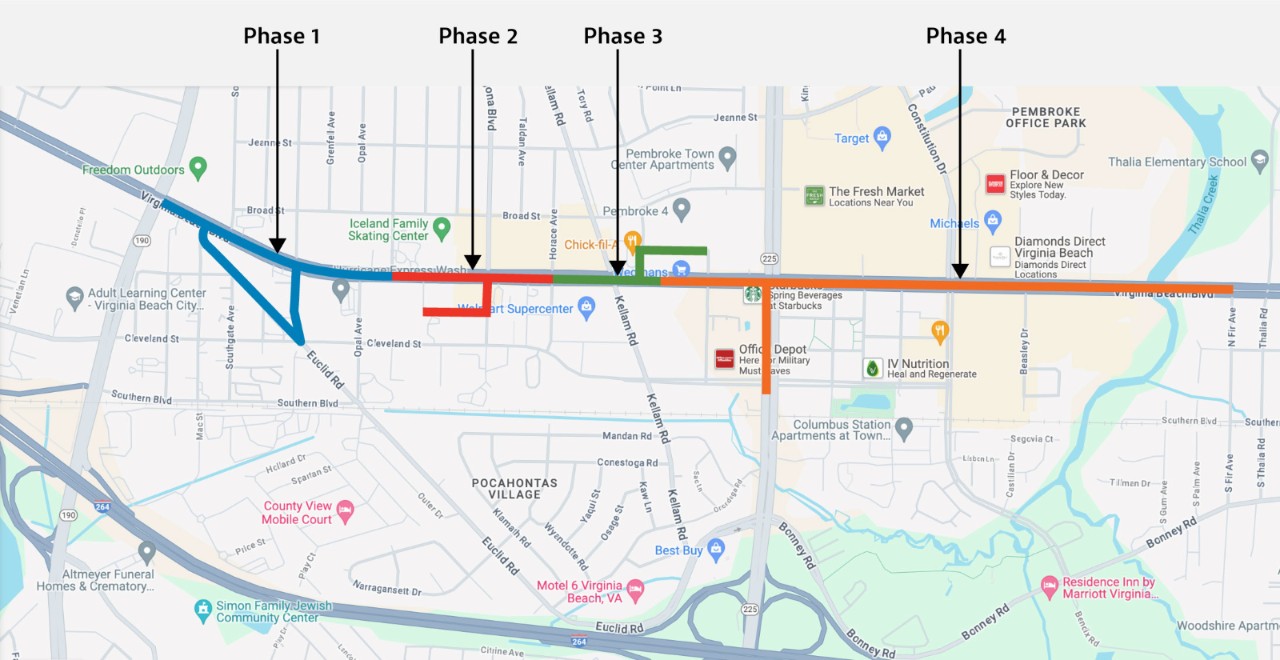 Virginia Beach Boulevard and Euclid SAVE Pipeline Project Map