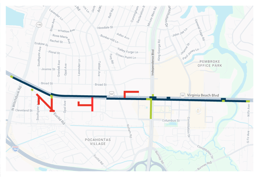 Virginia Beach Boulevard and Euclid SAVE Pipeline Project Map