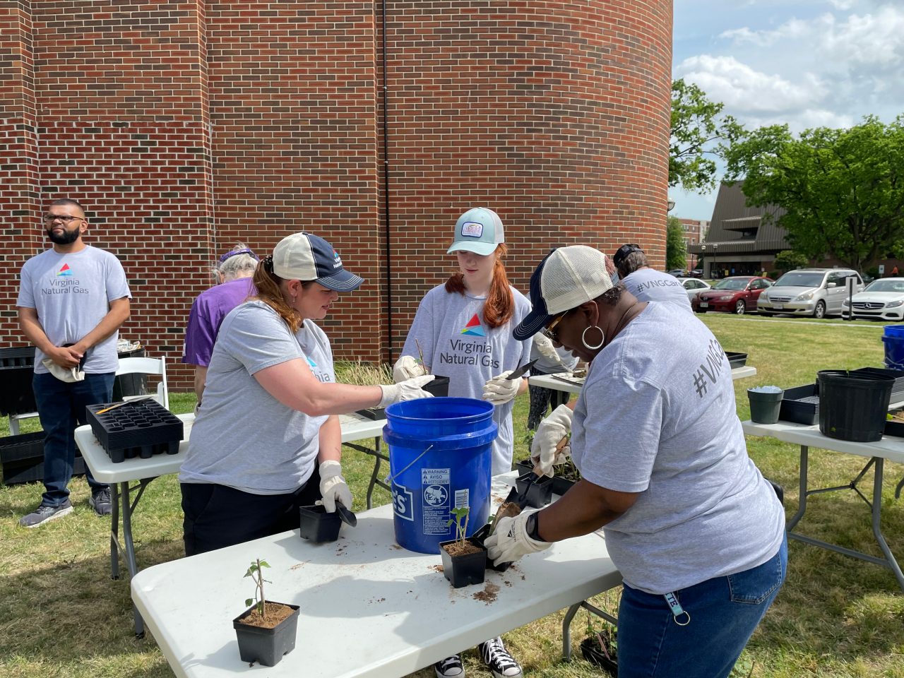 group of volunteers working